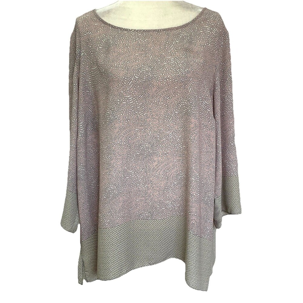 Rose & Olive Women's Printed Top Blouse Sz 3X  3/4 Sleeve Keyhole Back